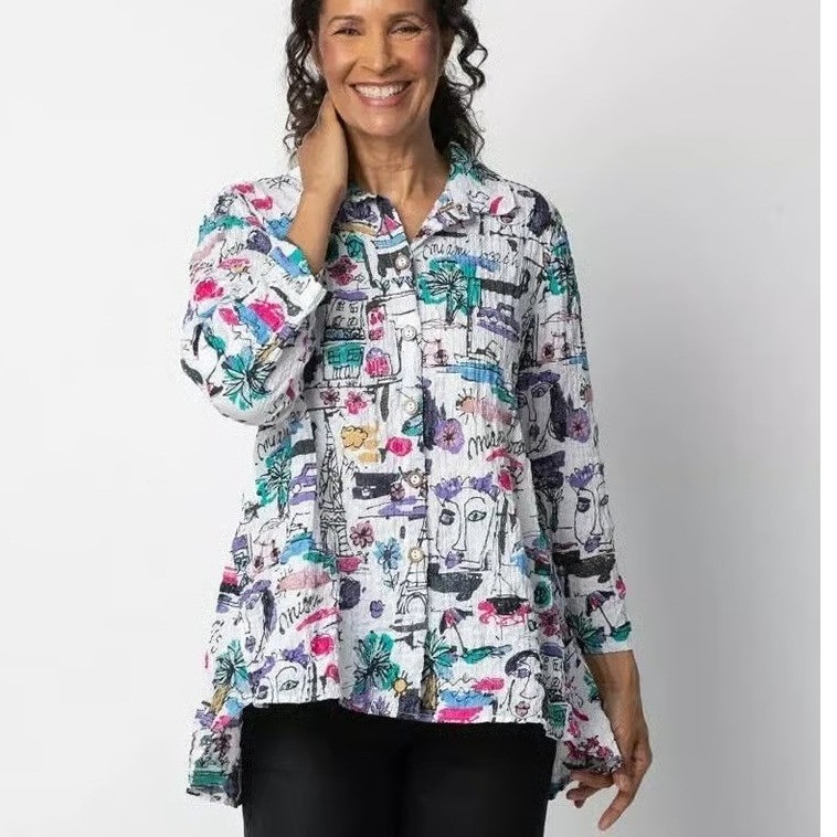 Habitat Modern Art Print Button Down Miami Paris Lagenlook Unique Large